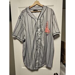 SpongeBob SquarePants Patrick Mens Gray Graphic Short Sleeve Baseball Jersey 3XL